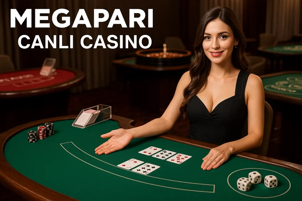 Kadın krupiye ile Megapari canlı casino masası